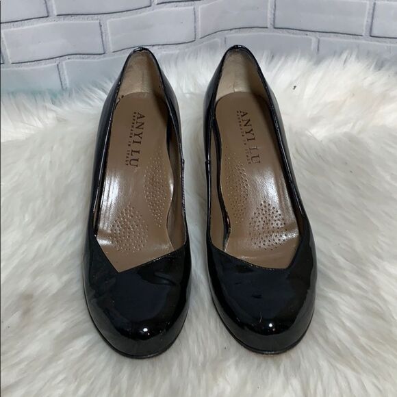 AnyiLu Black‎ Patent Leather Heels Size 38.5/8.5 - Picture 2 of 6